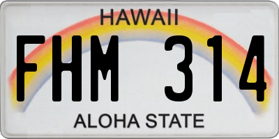 HI license plate FHM314