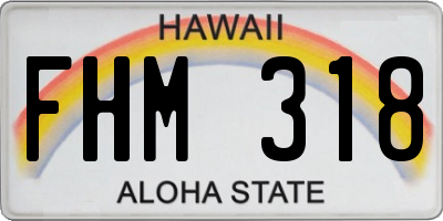 HI license plate FHM318