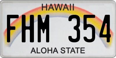 HI license plate FHM354