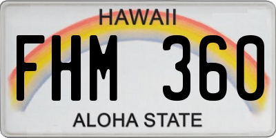 HI license plate FHM360