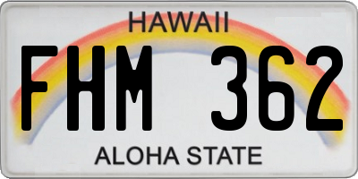 HI license plate FHM362