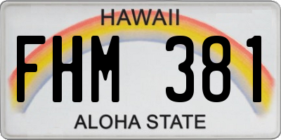 HI license plate FHM381
