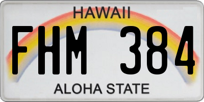 HI license plate FHM384