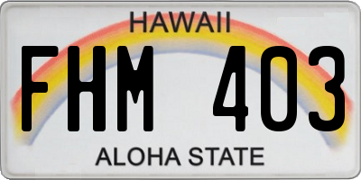HI license plate FHM403