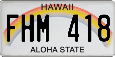 HI license plate FHM418