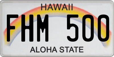 HI license plate FHM500