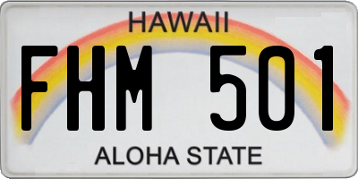 HI license plate FHM501