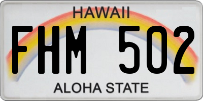 HI license plate FHM502