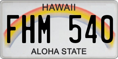 HI license plate FHM540