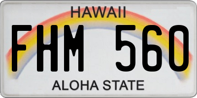 HI license plate FHM560