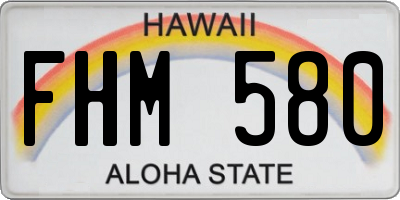 HI license plate FHM580