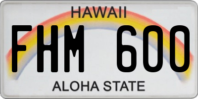 HI license plate FHM600