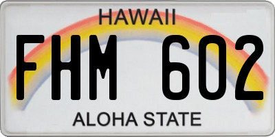 HI license plate FHM602