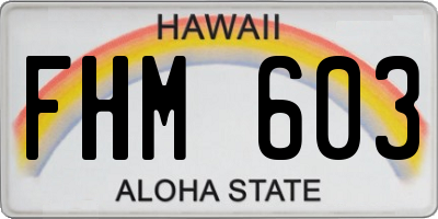 HI license plate FHM603