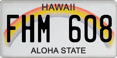 HI license plate FHM608