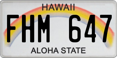 HI license plate FHM647