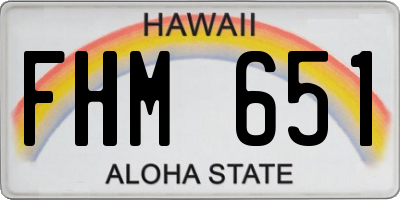 HI license plate FHM651