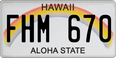 HI license plate FHM670
