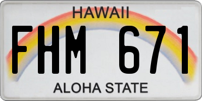 HI license plate FHM671