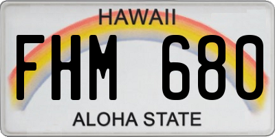 HI license plate FHM680
