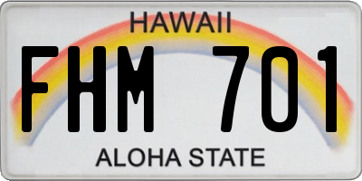 HI license plate FHM701