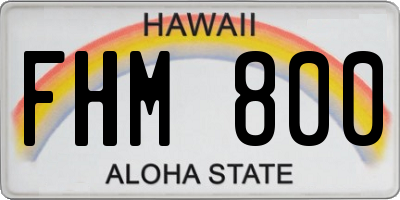 HI license plate FHM800