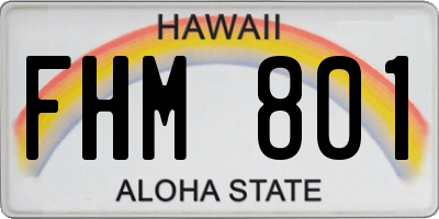 HI license plate FHM801