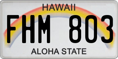 HI license plate FHM803