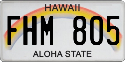 HI license plate FHM805