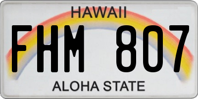 HI license plate FHM807