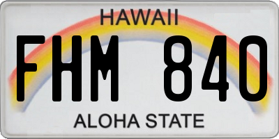 HI license plate FHM840