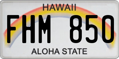 HI license plate FHM850