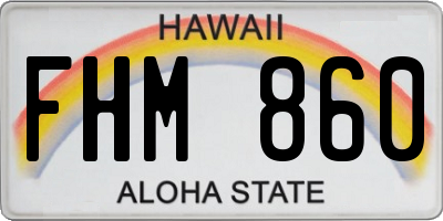 HI license plate FHM860