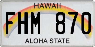 HI license plate FHM870