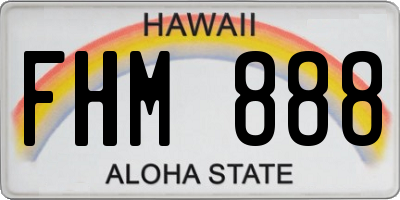 HI license plate FHM888