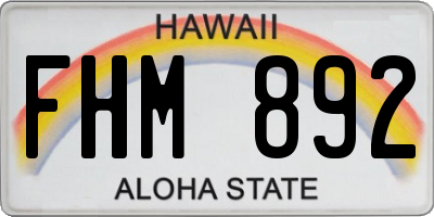 HI license plate FHM892