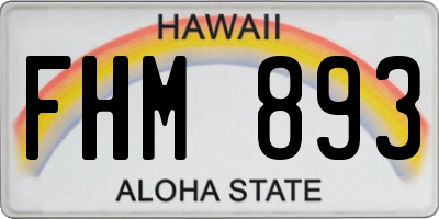 HI license plate FHM893