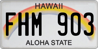 HI license plate FHM903