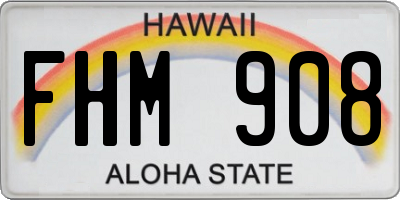 HI license plate FHM908