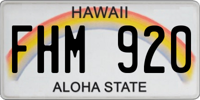 HI license plate FHM920