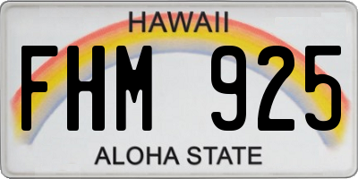 HI license plate FHM925