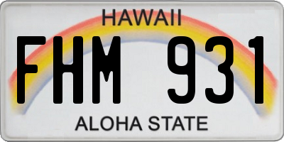 HI license plate FHM931