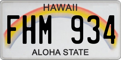 HI license plate FHM934