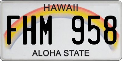 HI license plate FHM958