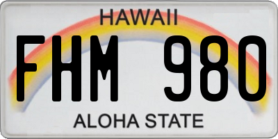HI license plate FHM980