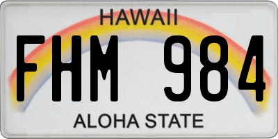 HI license plate FHM984