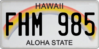 HI license plate FHM985