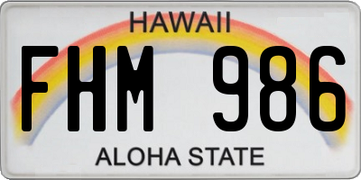 HI license plate FHM986