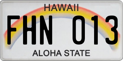 HI license plate FHN013