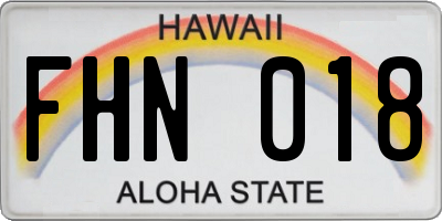 HI license plate FHN018